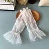 Decoração de festa estilo coreano luvas de noiva elegante nupcial laço curto fio branco vestido de casamento acessórios po estúdio