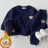 Clothing Sets Korean Fashion Baby Boys Girl Fall Clothes Set Kids Sports Bear Sweatshirt Pants 2Pcs Suits Outfits