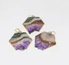 Fashion Jewelry Natural slice Purple Crystal Quartz necklace pendant male raw slab geode druzy amethysts stone pendant women 201011786364