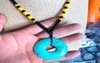 Collier pendentif en forme de donut en jaspe et pierre turquoise, 48x48mm, 26quot34155873222175