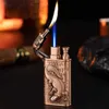 New Double Fire Crocodile Head No Gas Lighter Metal Turbine Large Firepower Outdoor Barbecue Cigar Igniter High End Gift for Men