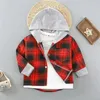 Kinder Shirts Frühling Herbst Kinder Shirts Jungen Mit Kapuze Plaid Shirts Mädchen Baby Langarm Karierte Bodenbildung Kleidung 231212