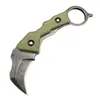 Karambit Claw Knife G10 Handle 7cr13mov Stonewash Fixed Blade Mini EDC Pocket Knives Outdoor Tactical Survival Tool Kydex Sheath 962