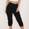 Calças femininas relaxedfit carga calça saco de papel cintura alta lápis cortado fino ajuste casual calças longas com bolsos 2312012