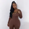 Kobiety Jumpsuits Rompers Slim Fit Podstawowy kombinezon BodyCon do damskiej odzieży odzieży swobodny brązowy fitness Rompers Y2K Playsuit Activing Streetwear GOLLSSL231212