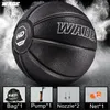 Мячи WADE 7 #, оригинальный мягкий мяч из искусственной кожи для использования в помещении и на открытом воздухе, высокоэластичный баскетбольный мяч для взрослых, черный классический мяч 231213