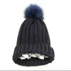 Beanie Skull Caps Winter Silk Satin Lined Beanie Hats Men Women Thick Warm Adult Knitted With Fur Pom Soft Male Female Skullies 231212