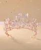 Bruiloft Haarsieraden Barok Roségoud Kristal Vlinder Parels Bruidstiara's Kronen Diadeem Hoofddeksel Wijnstok Tiara Accessoires 230118698495