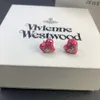 Designer Viviene Westwood New Viviennewestwood Empress Dowager Xis Colorful Lacquer Love Moon Saturn Earrings Female Minority Design Mini Planet Earrings and Ea