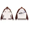 RHUDEジャケットデザイナーファッションマンルーデットラウンドカラーは、ラベルとロゴ付きの綿のパディング付きの厚いレーシングジャケットです