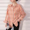 Kvinnors blusar damer mode casual stripe skjortor blus kvinnor toppar kvinna knapp upp skjorta kvinnliga flickor långärmad kläder bvy3232