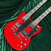 SG-Double-Head Electric Guitar, 12 줄, 6 줄, 로즈 우드 지판, 마호가니 바디, 붉은 색, 무료 선박