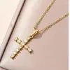 Pendant Necklaces Necklace Women's Gilded Crystal Zircon Cross Religious European And American Fashion Jewelry Festival Gift