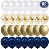 50 Stück 12 Zoll Metallic Gold Weiße Perlenballons Babyparty Hochzeit Geburtstag Party Marineblau Gold Konfetti Latex Ballon Dekor Ki326C