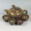 TeAware Setleri Doğal Yeşim Teaset Çin Çay Töreni 1 Teapot 4 Teapup Sağlık Gongfu El Oyma Jades Taş Teasets