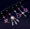 20pcs mix style pink angel dream catcher rose flower dangle navel belly bar button rings body piercing jewelry sets5453821