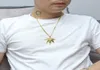 Позолоченный кленовый лист кулон ожерелье мужчины женщины хип-хоп очарование трава 60 см кубинские цепочки ожерелья мужская мода хип-хоп ювелирные изделия Bir9656841