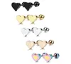 Stud 3 paires de boucles d'oreilles en forme de coeur en acier inoxydable Set Barbell perforé pour hommes et femmes Argent Noir Gold4281253