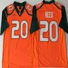 Miami Hurricanes voetbalshirt Stitched 20 REED 26 TAYLOR WIT GROEN ORANJE HEREN JERSYES