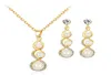 Ny koreansk enkel atmosfärisk legering Diamond Pearl Pendant Necklace Earring Set Diamond59945168810073