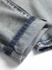 Jeans da uomo strappati pantaloni di jeans ricamati alla moda nostalgici moda personalizzata taglie forti marca azzurro 231213