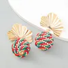 Fashion Christmas Green And Red Stripe Ball Drop Earring Women Girl Elegant Xmas Rhinestone Dangle Earring Jewelry Accesories