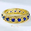 Cluster Rings Vinregem Round Cut Sapphire Gemstone Vintage Ring For Women 18K Gold Plated 925 Sterling Silver Wedding Band Jewelry Wholesale