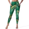 Aktywne spodnie Banan Leaf Leggingi Tropical Print Push Up Joga Sweet Stretch Legging Wzory treningowy sport