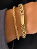 Charm Bracelets IngeSightZ ed Metal Rope Chain Bangles Multi Layered Gold Color Curb Cuban For Women Wrist Jewelry4761028
