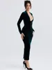 Sıradan Elbiseler Insta 2023 Sonbahar Kadife Fantezi Elbise Derin v Zarif Yetişkin Bayan Kadın Şık Uzun Kollu
