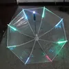 Regenschirme LED LED Light Transparent Unbrella für Umweltgeschenk leuchtet leuchtende Partyaktivität Requisiten Langer Griff 231213