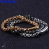 Men's Friendship Bracelets 2022 Gold Black Stainless Steel For Men Friends Bracelete Classic JewelryLink Chain LinkLink Link309W