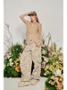 여자 스웨터 하라자 푸 여성 풀버 아메리칸 y2k 소녀 오픈 워크 니트 허리 긴 소매 카디건 조끼 서스펜더 선 스크린 탑
