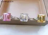 Bagues de cluster Vintage 925 Sterling Silver Women039s 1014mm Emerald Cut Topaz Rose Quartz Lab Diamond Gemstone Bandes de mariage Fi7659806