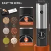 Mills Electric Salt Grinder Set USB Rechargeable Pepper Mill With LED Light Adjustable Coarseness Kitchen Tools 231213