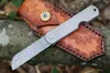 Coltello pieghevole tascabile M7691 di alta qualità 8Cr13Mov Lama in acciaio di damasco Finitura CNC Manico in lega di titanio Coltelli da frutta per attrezzi EDC esterni con fodero in pelle