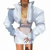 Kadın Ceketleri Moda High Street Sıradan Kısa Kabarcık Katlar Kış giysileri Kış giysileri dış giyim beyaz puffer kırpılmış kadınlar 231213