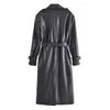 Trench da donna PB ZA2023 Versatile cappotto in ecopelle di media lunghezza con risvolto stile trendy e retrò Hong Kong 231212