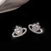 Ins Top Sell Sud Earrings Luxury Jewelry 925 Sterling Silver Pear Cut White 5A Cubic Zircon CZ Party Diamond Star Heart Women Earring For Lover Gift