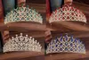 Hair Clips Barrettes Baroque Bridal Red Green Blue Crystal Tiaras Crowns Pageant Prom Veil Tiara Headband Bride For Wedding Acce2428081