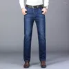 Jeans pour hommes 2024 Hommes Mode Taille haute Taille droite Jambe étroite Bleu Stretch Vintage Denim Pantalon Streetwear Slim Fit Pantalon