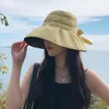 Baretten Koreaanse hoed Borduren Letter Strik Vinyl Zonbeschermend Zomer Reizen Opvouwbaar Winddicht