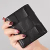 Wallets 100% Leather Sheepskin Men Short Money Clip Fashion Woven Wallet Simple Business Designer259L
