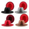 Breda randen hattar jovivi mode två ton röd botten panama trilby cap ull filt fedora hat casual jazz för män kvinnor i hela pros22214z