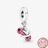 Outros 100% 925 prata esterlina rosa haltere coração balançar charme caber 3mm pulseira s925 diy jóias presente menina259m