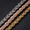 ROPE Link Chain Mens 9mm Zink Alloy Rhinestone Rope Chain Twisted ICD OUT FULL DIAMOND ROPE CHAIN ​​NACKLAME