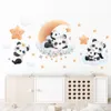 Dessin animé mignon Panda sur la lune nuages étoiles Stickers muraux pour chambre d'enfants bébé pépinière Stickers muraux chambre salon décor à la maison