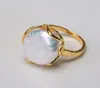 Baroqueonly Natural Freshwater Baroque Pearl Ring Retro Style 14K Notes Gold Oregelbulär Shaped Button RFD 2207262096228