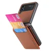 Ring Holder Wallet Phone Case For Samsung Galaxy Z Flip5 Flip 5 4 3 Card Holder Finger Ring Loop Shockproof Cover Litchi Skin Design Slim PU Leather Case