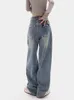 Jeans da donna Jeans larghi da donna pantaloni in denim a gamba larga a vita alta pantaloni larghi azzurri abbigliamento casual coreano da strada Y2K moda 231213